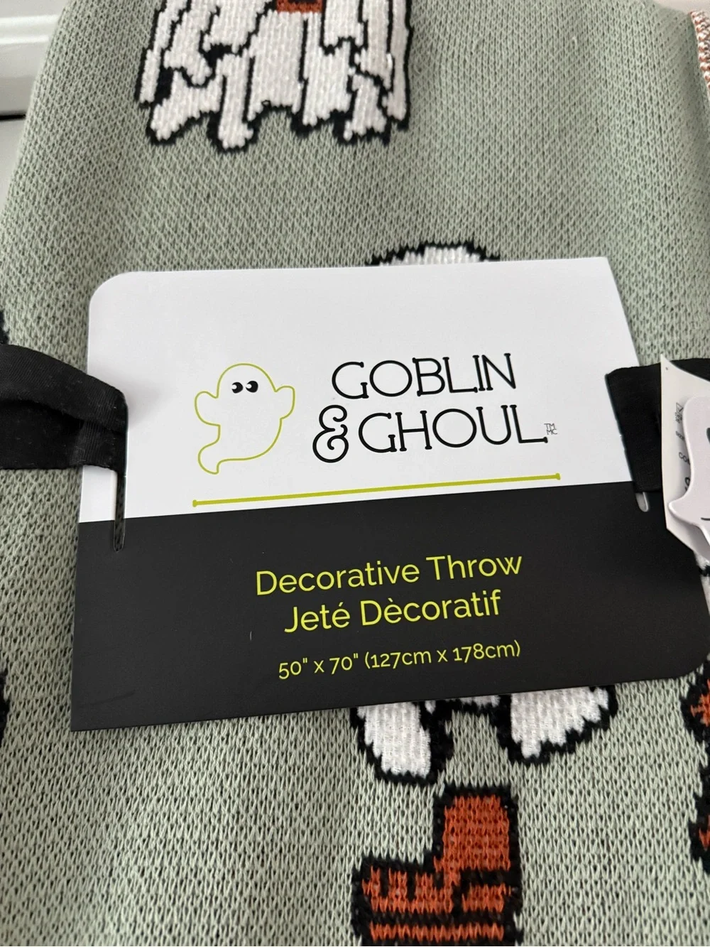 Halloween Goblin & Ghoul Ghost Skating Throw Blanket - Ships with hanger